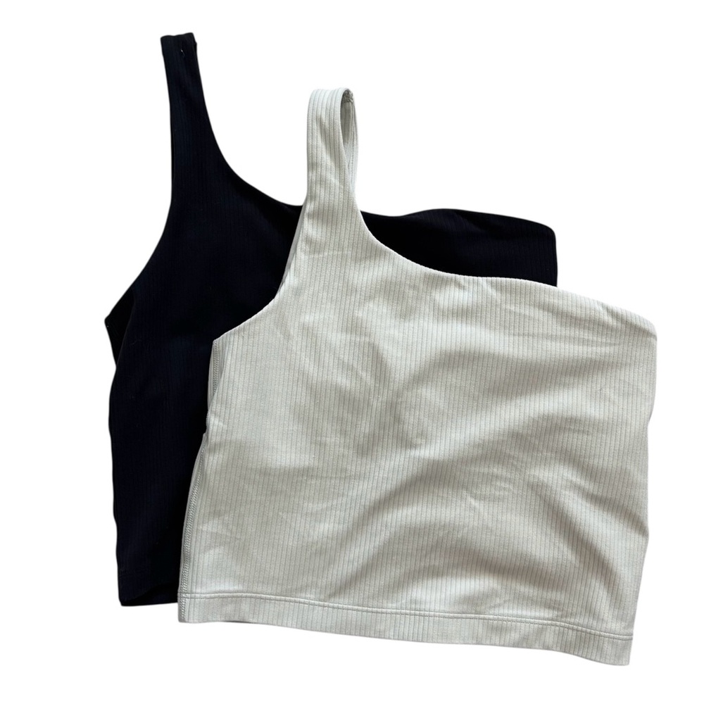 lululemon athletica Asymmetric Ribbed Tank Top - Black & Ivory